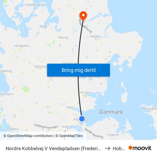 Nordre Kobbelvej V Vendepladsen (Fredericia) to Hobro map