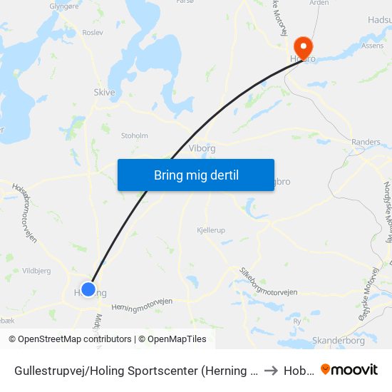 Gullestrupvej/Holing Sportscenter (Herning Kom) to Hobro map