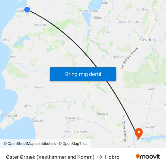 Øster Ørbæk (Vesthimmerland Komm) to Hobro map