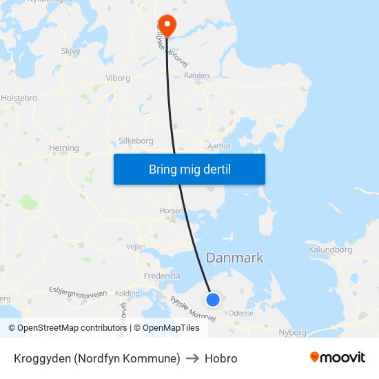 Kroggyden (Nordfyn Kommune) to Hobro map