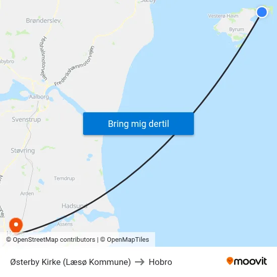 Østerby Kirke (Læsø Kommune) to Hobro map
