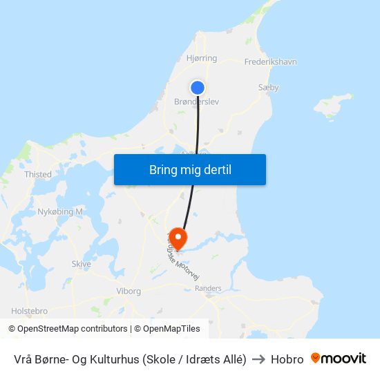 Vrå Børne- Og Kulturhus (Skole / Idræts Allé) to Hobro map
