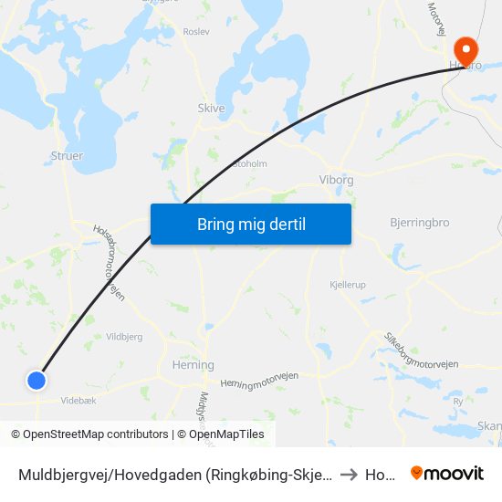 Muldbjergvej/Hovedgaden (Ringkøbing-Skjern Kom) to Hobro map