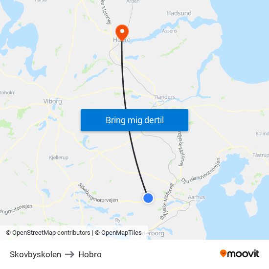 Skovbyskolen to Hobro map