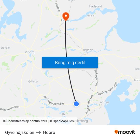 Gyvelhøjskolen to Hobro map