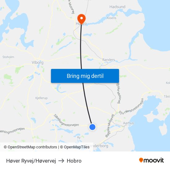 Høver Ryvej/Høvervej to Hobro map