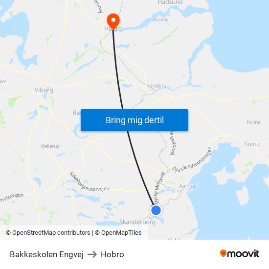 Bakkeskolen Engvej to Hobro map