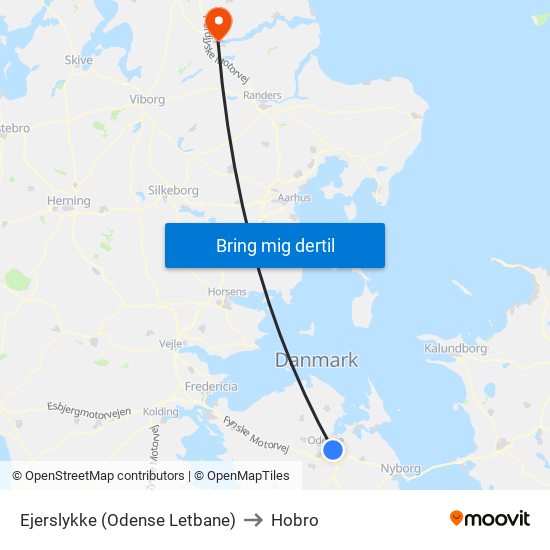 Ejerslykke (Odense Letbane) to Hobro map