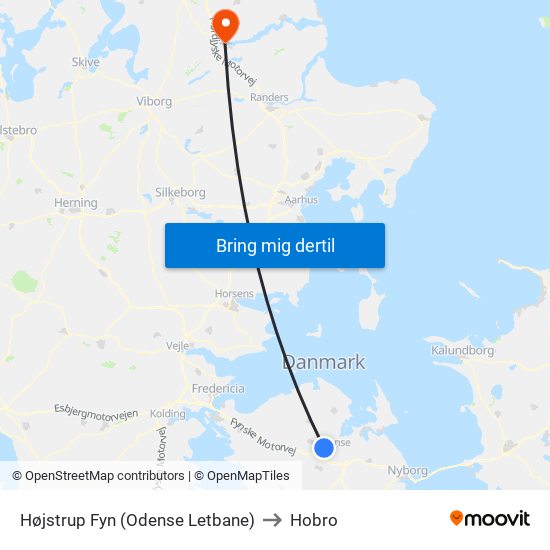 Højstrup Fyn (Odense Letbane) to Hobro map