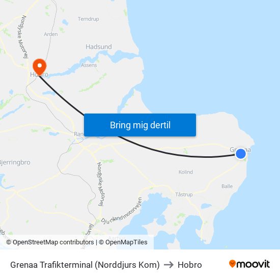 Grenaa Trafikterminal (Norddjurs Kom) to Hobro map