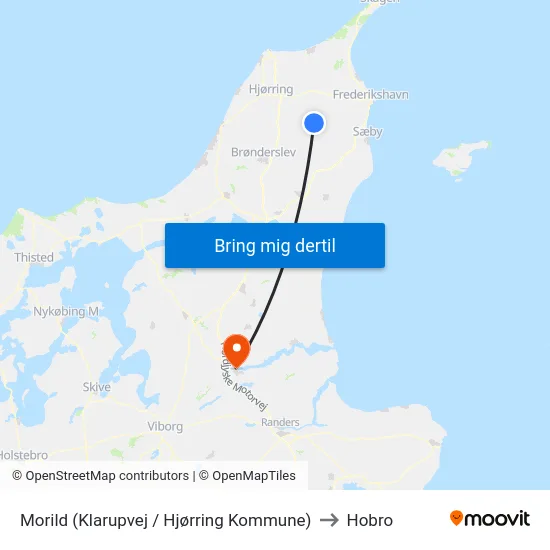 Morild (Klarupvej / Hjørring Kommune) to Hobro map