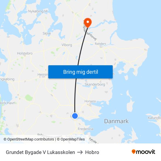 Grundet Bygade V Lukasskolen to Hobro map