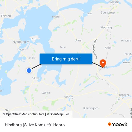 Hindborg (Skive Kom) to Hobro map