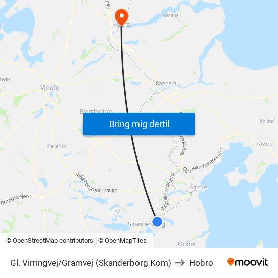 Gl. Virringvej/Gramvej (Skanderborg Kom) to Hobro map