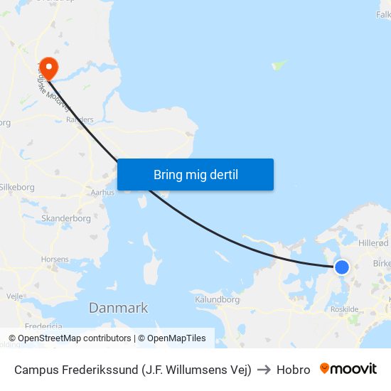 Campus Frederikssund (J.F. Willumsens Vej) to Hobro map