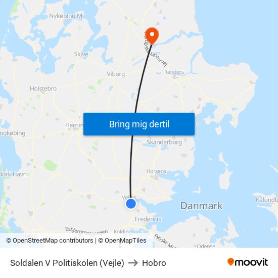 Soldalen V Politiskolen (Vejle) to Hobro map