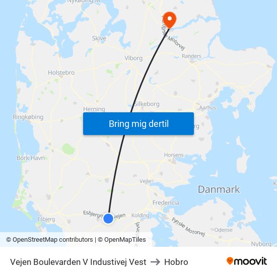 Vejen Boulevarden V Industivej Vest to Hobro map