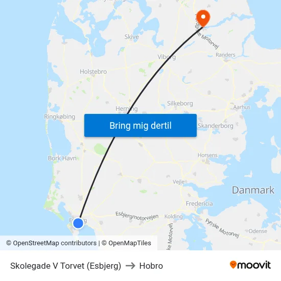 Skolegade V Torvet (Esbjerg) to Hobro map