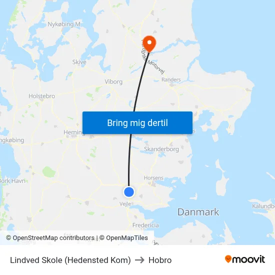 Lindved Skole (Hedensted Kom) to Hobro map