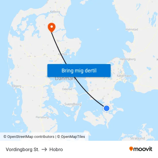 Vordingborg St. to Hobro map