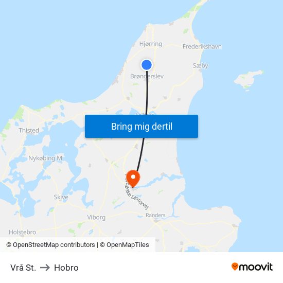 Vrå St. to Hobro map