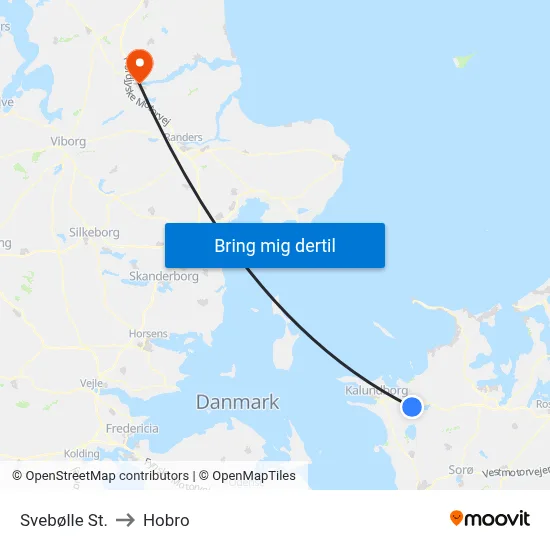 Svebølle St. to Hobro map