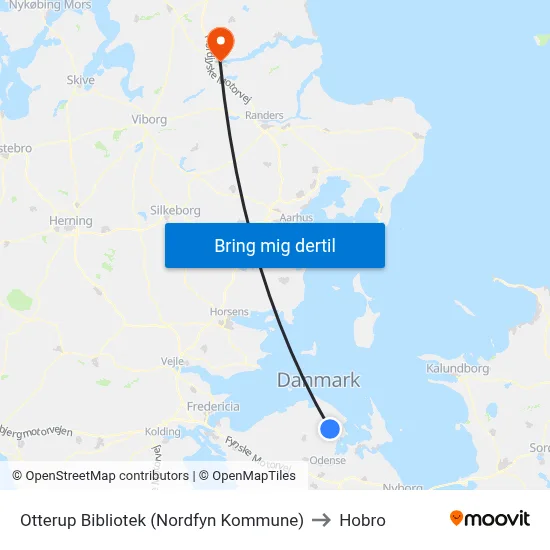 Otterup Bibliotek (Nordfyn Kommune) to Hobro map