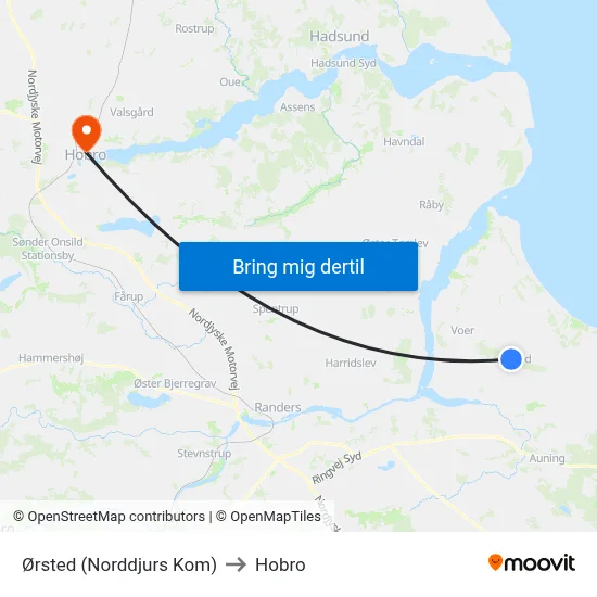 Ørsted (Norddjurs Kom) to Hobro map