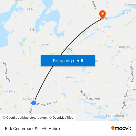 Birk Centerpark St. to Hobro map