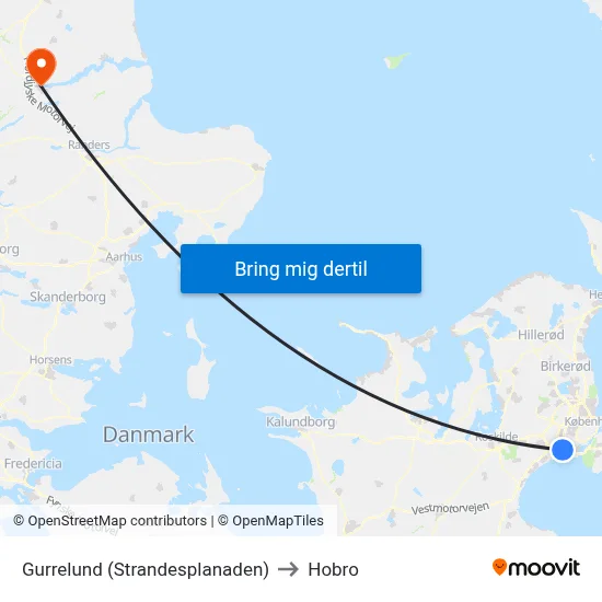 Gurrelund (Strandesplanaden) to Hobro map