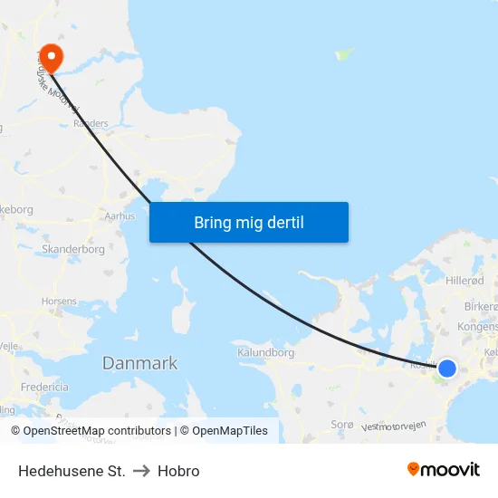 Hedehusene St. to Hobro map