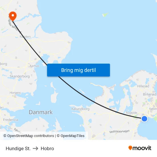 Hundige St. to Hobro map