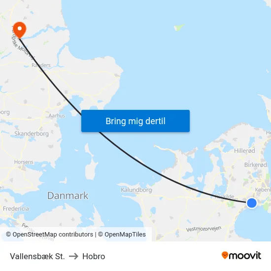 Vallensbæk St. to Hobro map