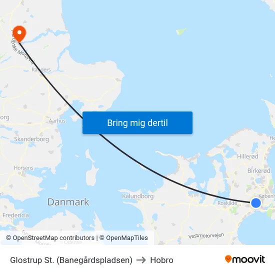 Glostrup St. (Banegårdspladsen) to Hobro map