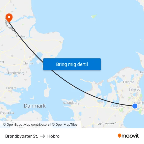 Brøndbyøster St. to Hobro map