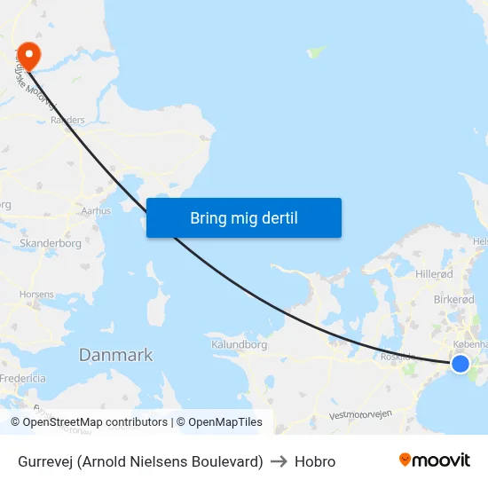 Gurrevej (Arnold Nielsens Boulevard) to Hobro map