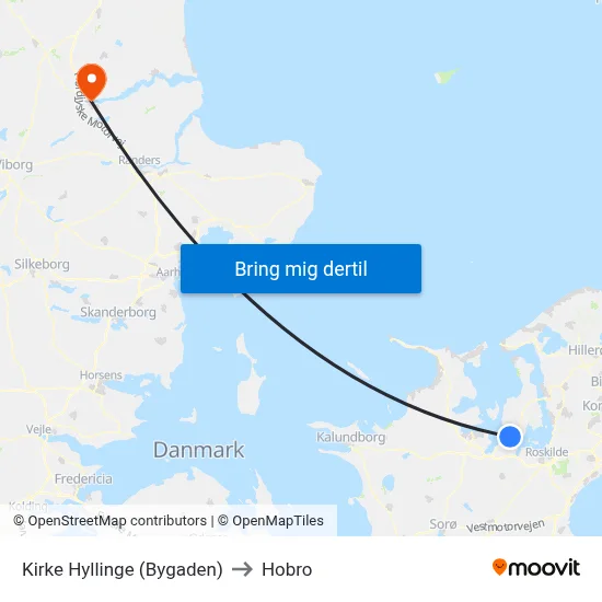 Kirke Hyllinge (Bygaden) to Hobro map
