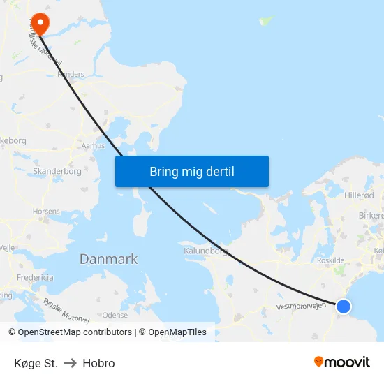 Køge St. to Hobro map