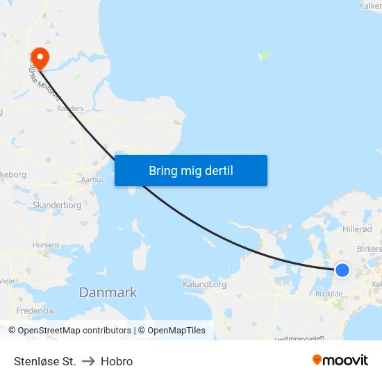Stenløse St. to Hobro map