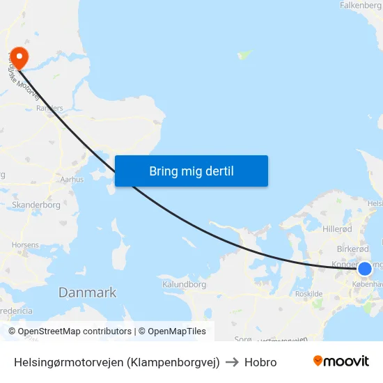Helsingørmotorvejen (Klampenborgvej) to Hobro map