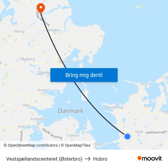 Vestsjællandscenteret (Østerbro) to Hobro map