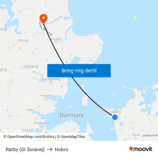 Rørby (Gl Sorøvej) to Hobro map