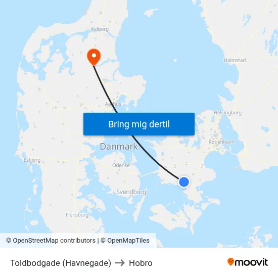 Toldbodgade (Havnegade) to Hobro map