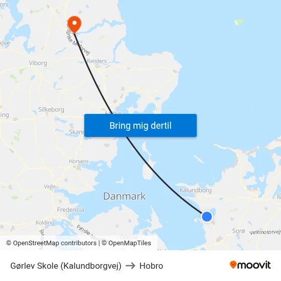 Gørlev Skole (Kalundborgvej) to Hobro map