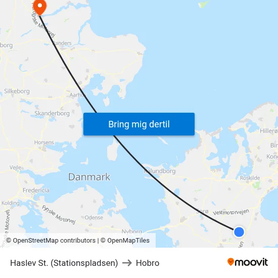Haslev St. (Stationspladsen) to Hobro map