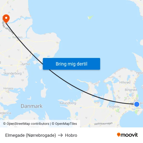 Elmegade (Nørrebrogade) to Hobro map
