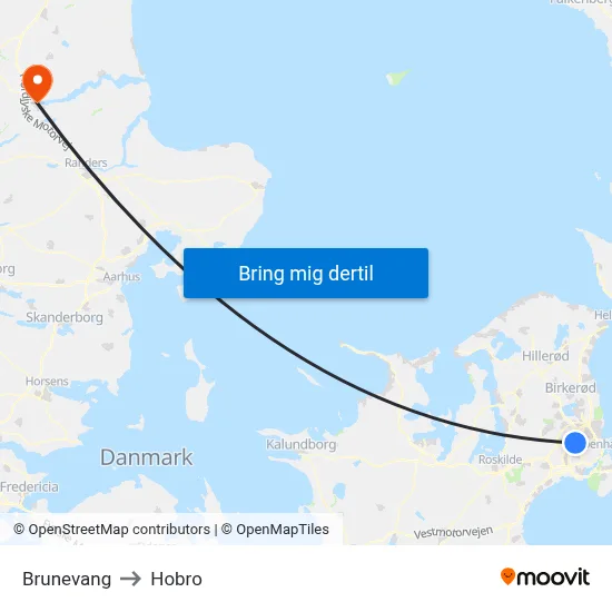 Brunevang to Hobro map