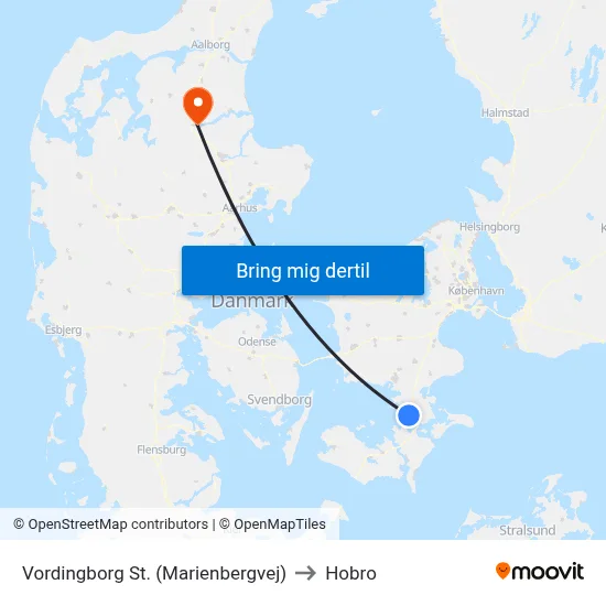 Vordingborg St. (Marienbergvej) to Hobro map