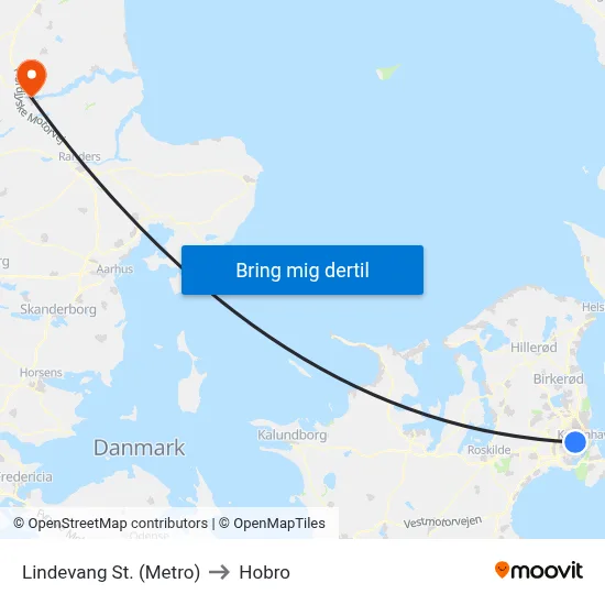 Lindevang St. (Metro) to Hobro map