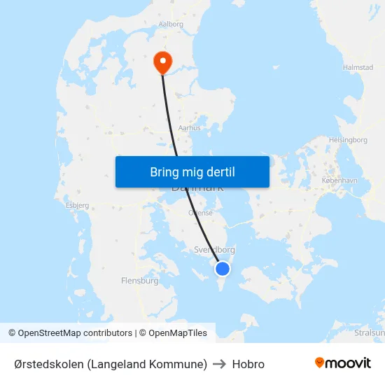 Ørstedskolen (Langeland Kommune) to Hobro map